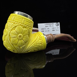 土耳其海泡石烟斗2386双银圈满雕花篮空腔大气室大师手工雕刻签名