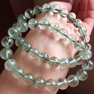 天然水晶绿幽灵手链 招财聚财情侣款 男女款 饰品手串 满天星聚宝盆