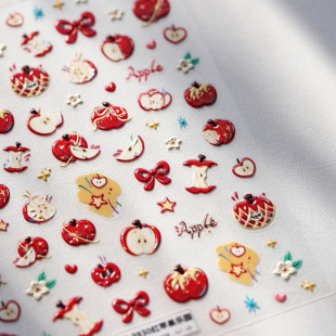 红苹果乐园卡通可爱美甲贴纸装饰指甲电脑手机壳iPad手账相册贴画