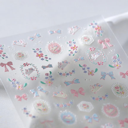 蝴蝶兔子卡通可爱浮雕立体美甲贴纸装饰指甲手机壳笔记本电脑贴画