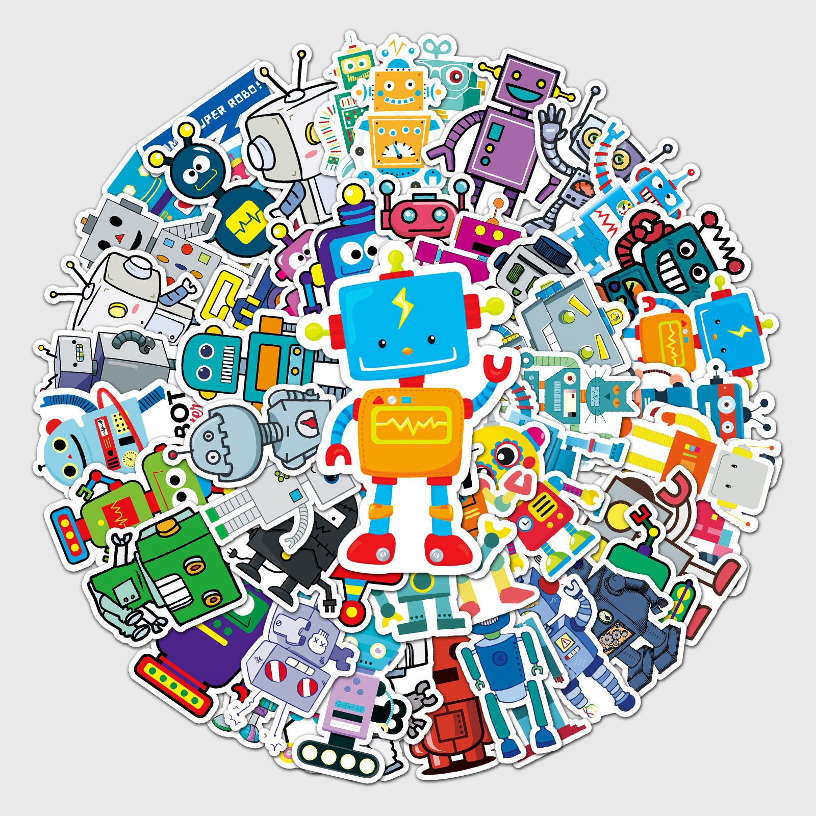 51张卡通可爱机器人贴画行李箱旅行箱笔记本电脑手机壳ipad贴纸