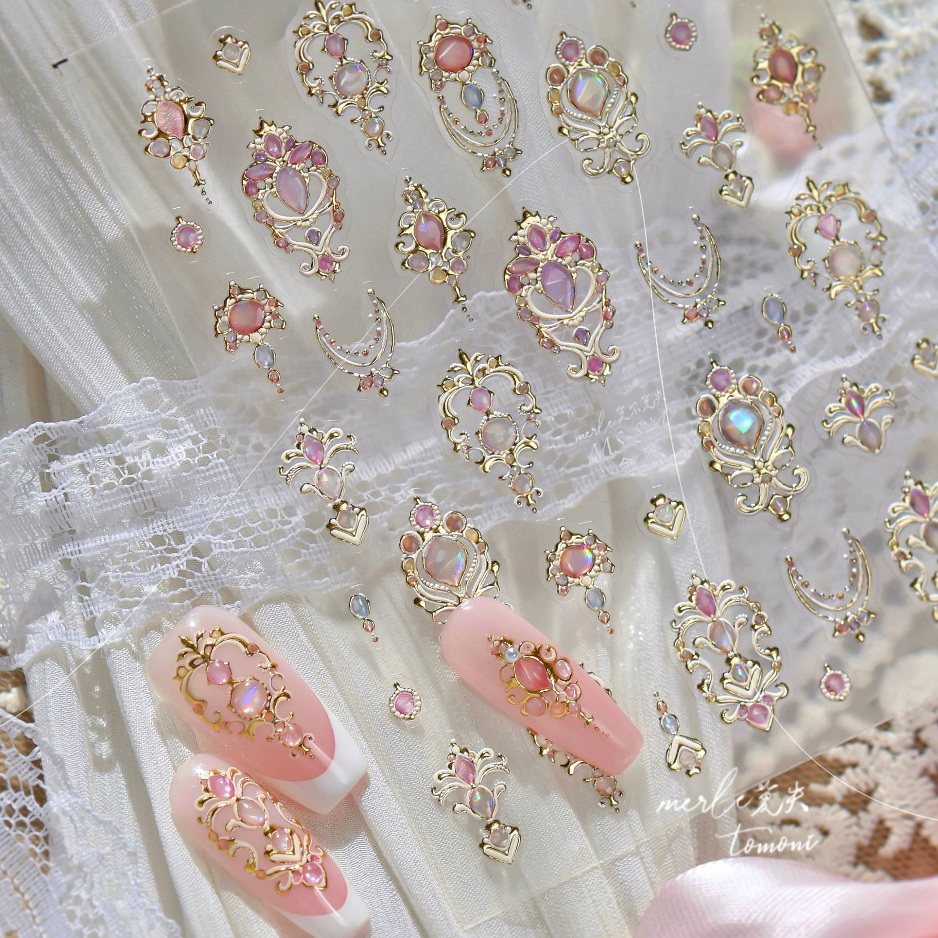 高贵优雅轻熟风金属立体美甲贴纸装饰指甲电脑手机壳iPad相机贴画