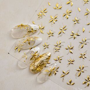 手绘花烫金美甲贴纸装饰指甲贴diy素材小图案手机壳iPad电脑贴画