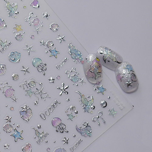 卡通幻彩小海星果冻立体闪粉美甲贴纸装饰指甲电脑手机壳iPad贴画