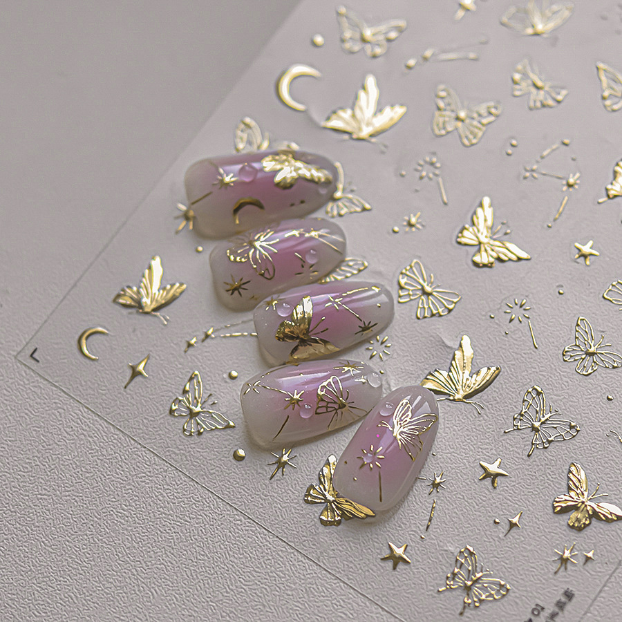 蝴蝶星月烫金立体美甲贴纸装饰指甲电脑手机壳平板笔记本手账贴画