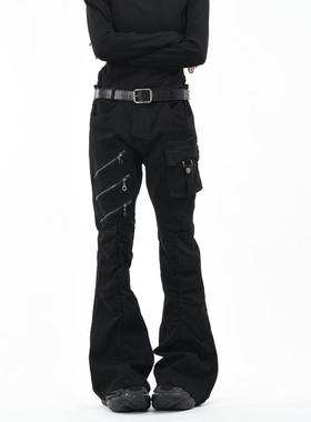 美式多口袋工装牛仔裤女y2k千禧辣妹vine修身显瘦微喇叭裤