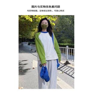 上衣宽松美式 小个子正肩长袖 薄 2025新款 早春圆领卫衣女春秋季