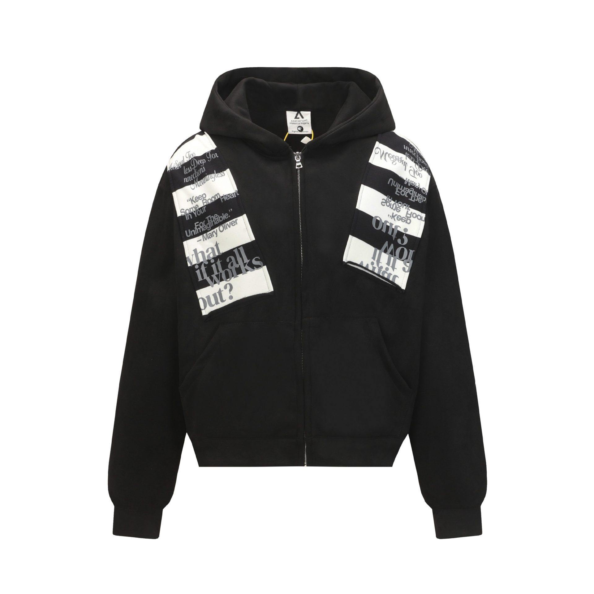 美式街头字母贴布刺绣麂皮连帽卫衣男女宽松高级黑色情侣开衫外套,男装,卫衣,淘宝优惠券,粉丝福利购,淘宝优惠卷