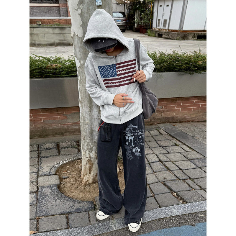 2026新款学生印花连帽拉链秋冬加厚开衫卫衣男女休闲宽松运动外套,女装/女士精品,卫衣/绒衫,淘宝优惠券,粉丝福利购,淘宝优惠卷