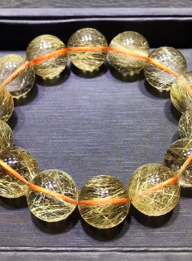 天然金发晶手錬女金钛晶手串满密