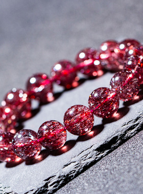 天然红超七彼岸花金草莓闪灵钻蓝月光坦桑石碧玺绿幽灵金发晶手链