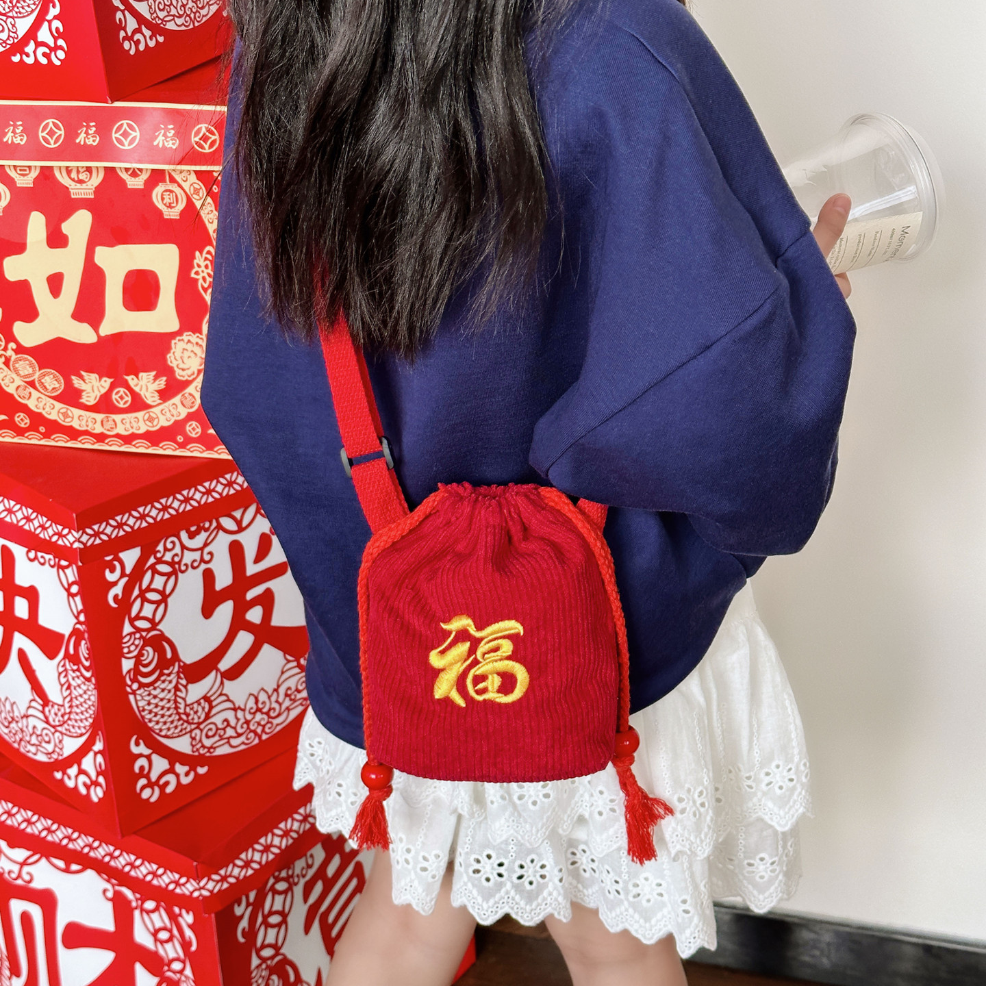 2026新年马年儿童斜跨包拜年红包袋新年压岁包汉服配饰包包包