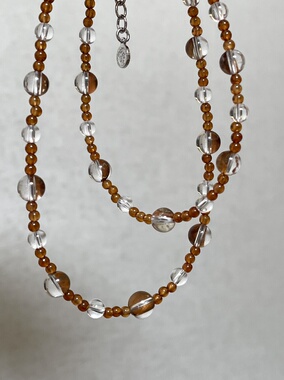 【喜土项链】原创设计师项链天然水晶原色玛瑙补bu土喜土项链五行