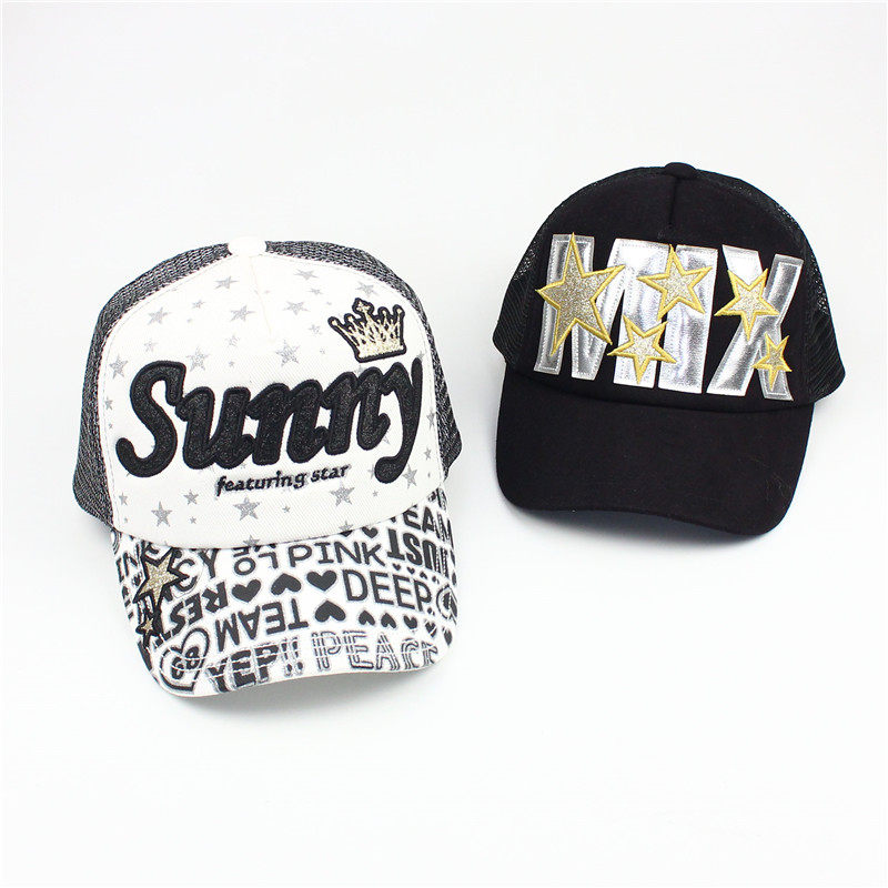 出口日本儿童帽子夏季女童网眼鸭舌帽字母绣花中大童遮阳帽棒球帽,童装/婴儿装/亲子装,帽子,淘宝优惠券,粉丝福利购,淘宝优惠卷