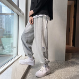 港风冬季加绒加厚卫裤青少年简约纽扣装饰运动裤K2055P55控价68，男装休闲裤，电商B315