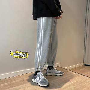 冬季新款港加绒加厚魔术贴侧边卫裤青少年休闲裤K2107 P55控价68图片