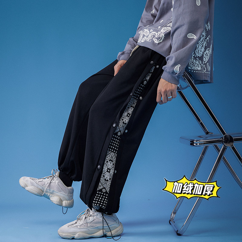 冬季加绒加厚腰果花卫裤青少年休闲裤 K3618J P65控78图片