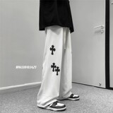 2023春季新款港风高街少年十字架拖地卫裤K3663P45控价58，男装休闲裤，电商B315