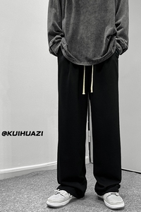 秋季男士纯色宽松直筒拖地裤K3678 P45控58/K3678J加绒 P55控68图片