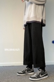 秋季港风宽松立体卷边休闲裤ins直筒裤男K3677P45控58，男装休闲裤，电商B315