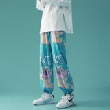 2023新款春秋流行港风小怪兽印花宽松九分裤B315-K3603-P35控48，男装休闲裤，电商B315