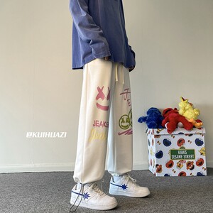 2024春季新款港风宽松休闲裤男个性涂鸦卫裤男K3679 P45 控58图片