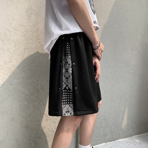 夏季宽松排扣腰果花五分裤休闲短裤 B315-K3475 P38控48图片