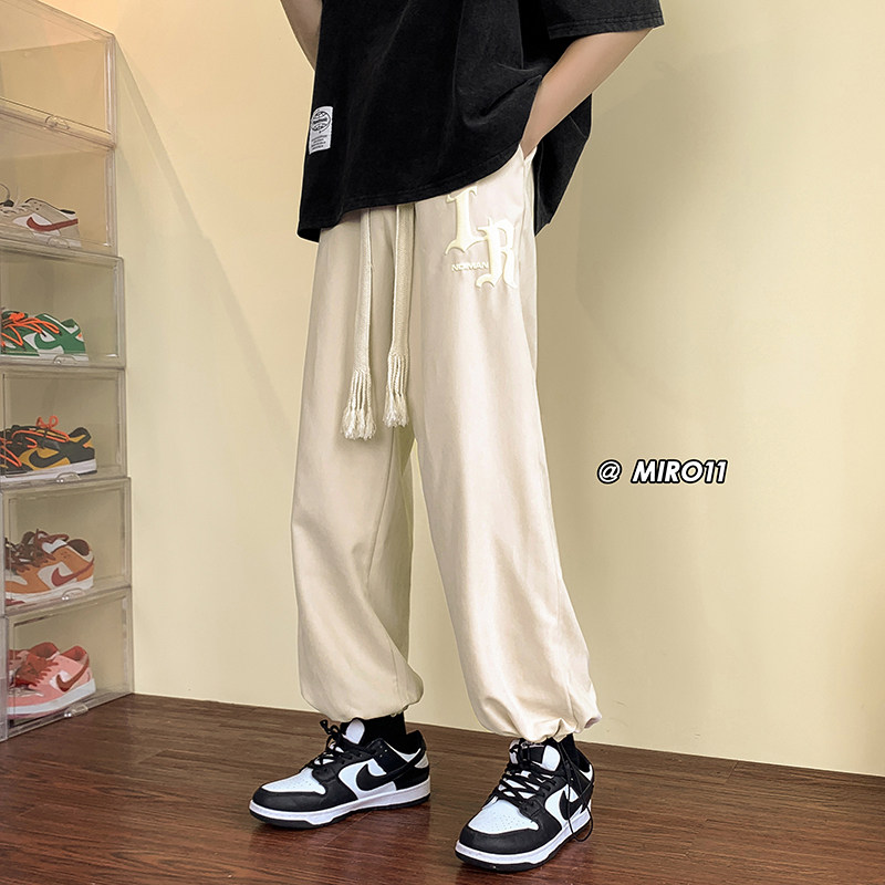 新款夏季字母印花大粗绳宽松长裤K5160B315P45控58,男装休闲裤,电商B315