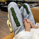 字母毛巾绣牛仔裤男高街潮ins美式复古长裤子K5384-P55控68B315，男装牛仔裤，电商B315