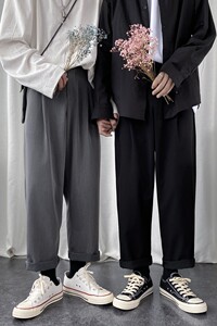 2023春季新款B315港风韩版宽松小西裤潮流九分裤 K2012 P45-控58图片