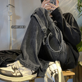 水洗复古飘带工装牛仔裤直筒宽松美式高街长裤K5391-P75控88B315，男装牛仔裤，电商B315