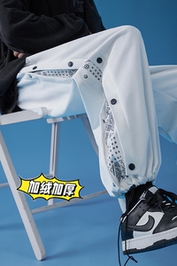 冬季加绒加厚腰果花卫裤青少年休闲裤 K3618J P65控78图片