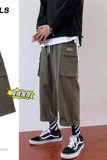 港风冬季潮流加绒加厚宽松字母刺绣休闲工装裤K2061P60控78，男装休闲裤，电商B315