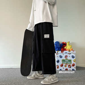 港风秋新品男士休闲裤青少年大口袋贴标工装裤 K3665 P45控58图片
