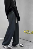 港风冬季加绒加厚休闲裤男士纯色百搭拖地卫裤男K3678JP55控价68，男装休闲裤，电商B315