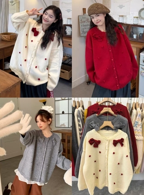 【12.18慧姐大码女装】2025新款毛球球蝴蝶结SL榴62883-