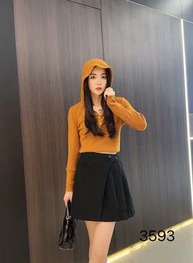 【1.8慧姐大码女装】2025新款毛呢百褶裙DTT3593-