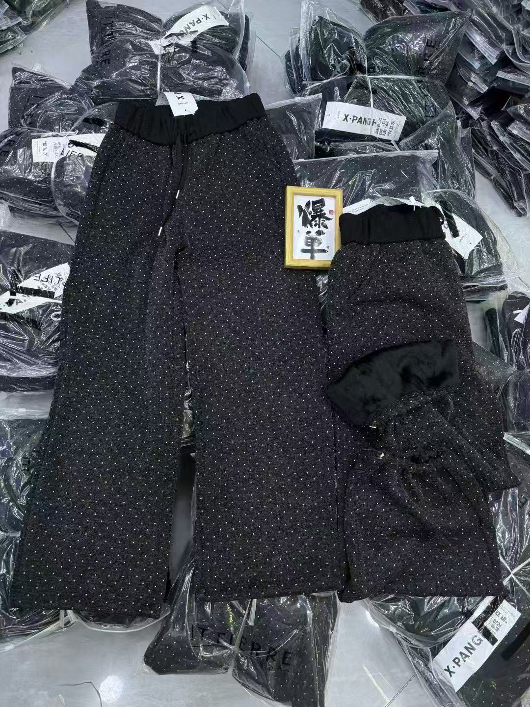 【11.24慧姐大码女装】2025新款波点加厚绒裤子PHH1836-