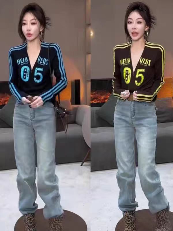 【11.5慧姐大码女装】2025新款字母上衣CZ90021