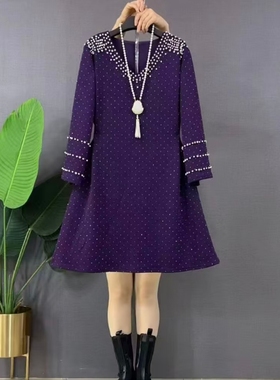 【12.18慧姐大码女装】2025新款重工满钻连衣裙HM妹10238-