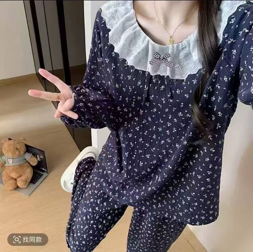 【8.26慧姐大码女装】2026秋款花边套装睡衣HLG-