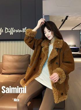 【12.21慧姐大码女装】2025新款鹿皮绒皮毛厚外套SMM米923-