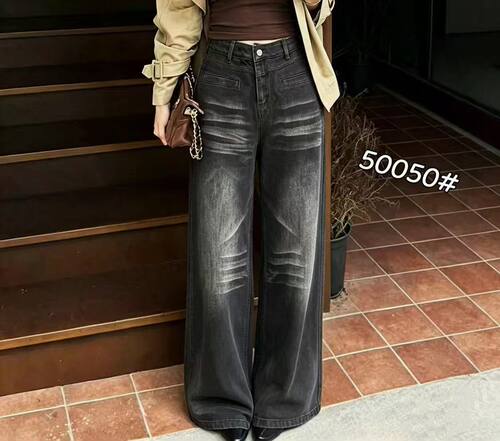 【9.18慧姐大码女装】2026扫腿牛仔裤子LL琳50050-