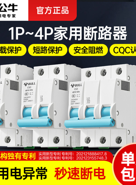 公牛空气开关断路器100a家用32a空开c63a塑壳1p2p三相3p电闸开关4