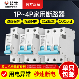 公牛空气开关断路器100a家用32a空开c63a塑壳1p2p三相3p电闸开关4