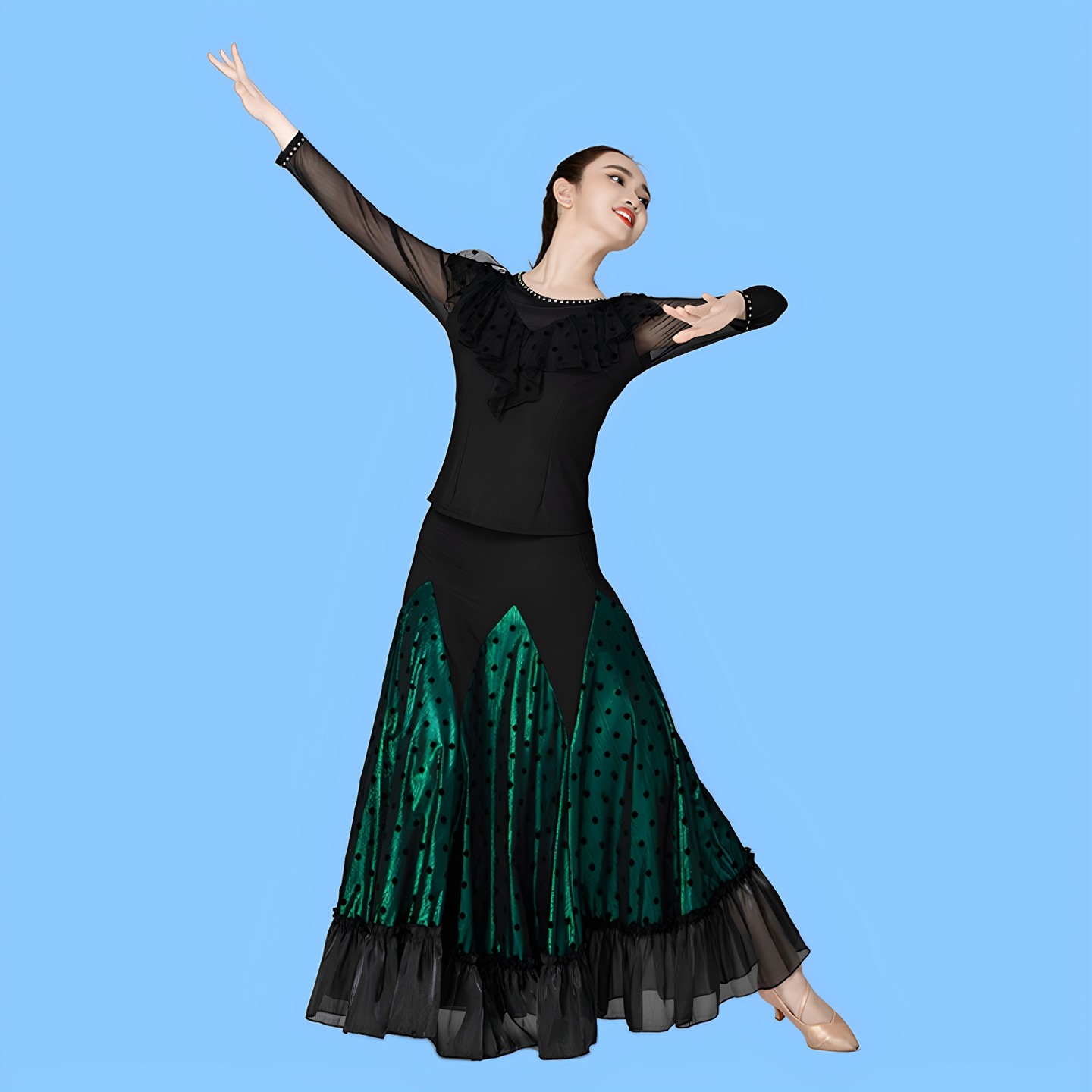 拉丁舞半身夏新款高级感跳舞专用大摆长裙摩登交谊广场华尔兹碎花,运动/瑜伽/健身/球迷用品,广场舞半身裙,淘宝优惠券,粉丝福利购,淘宝优惠卷