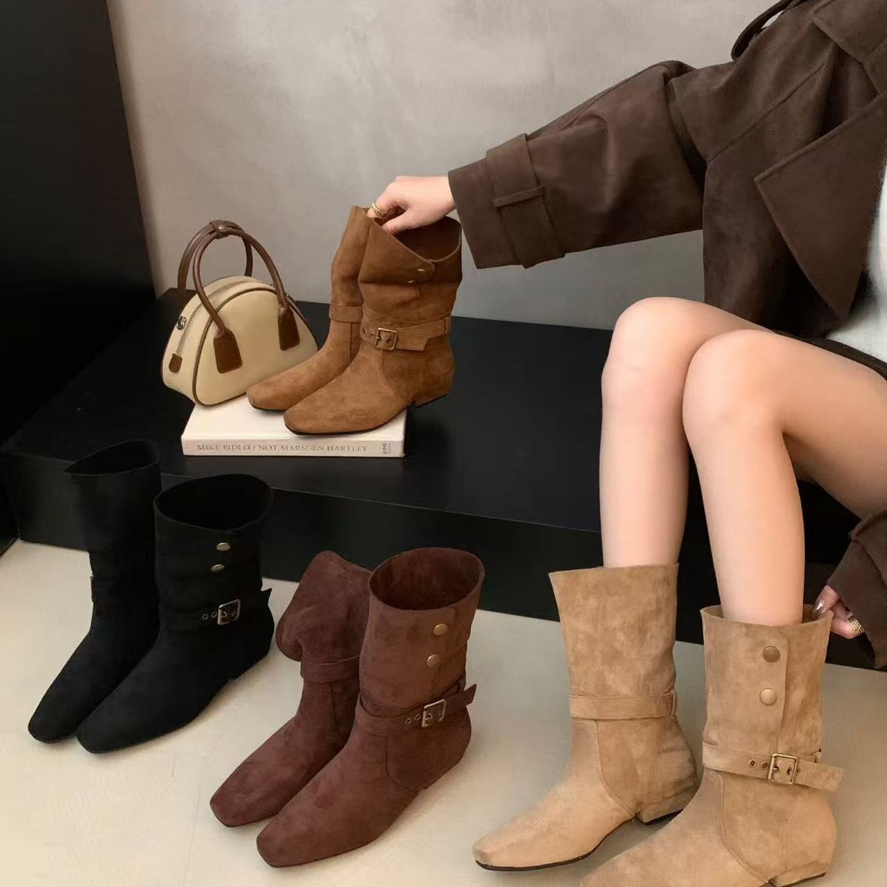 2025秋冬辣妹风西部牛仔靴瘦瘦靴