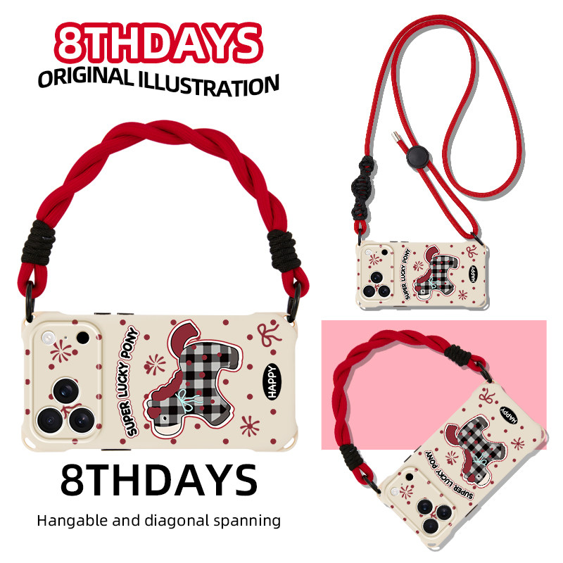 格纹波点小马手机壳适用苹果17promax腕带手提16plus高级小众14时尚13新年红12华为pura80挂绳小米15全包,3C数码配件,手机保护套/壳,淘宝优惠券,粉丝福利购,淘宝优惠卷