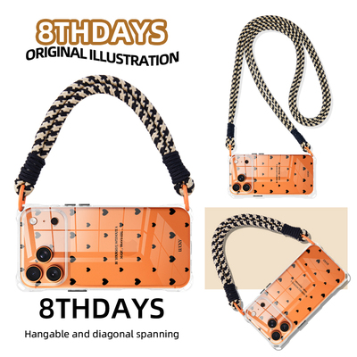 适用苹果17promax透明爱心挂绳壳