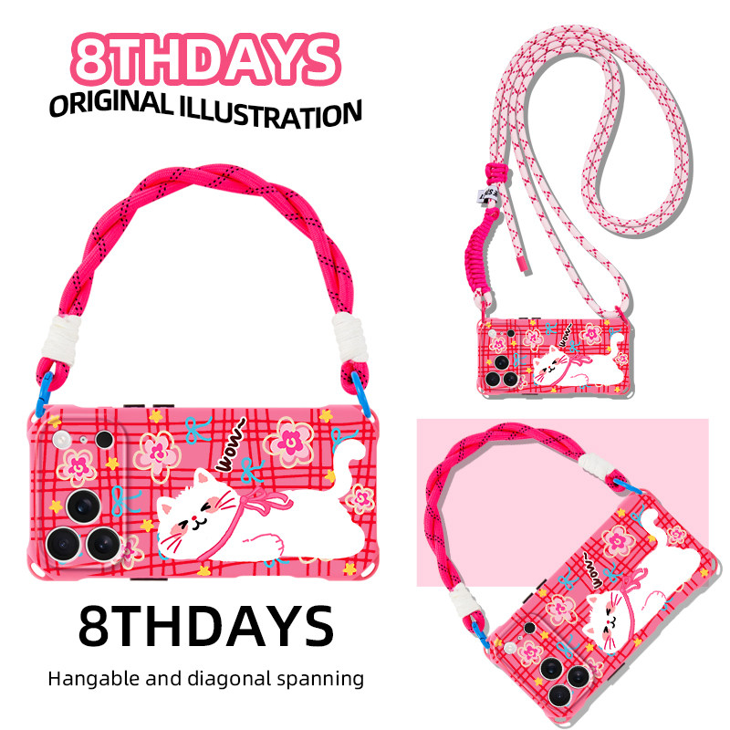 躺躺白猫原创设计手机壳适用苹果17promax卡通时尚16plus挂绳斜挎14小众可爱13粉12华为pura80小米15手提新年,3C数码配件,手机保护套/壳,淘宝优惠券,粉丝福利购,淘宝优惠卷
